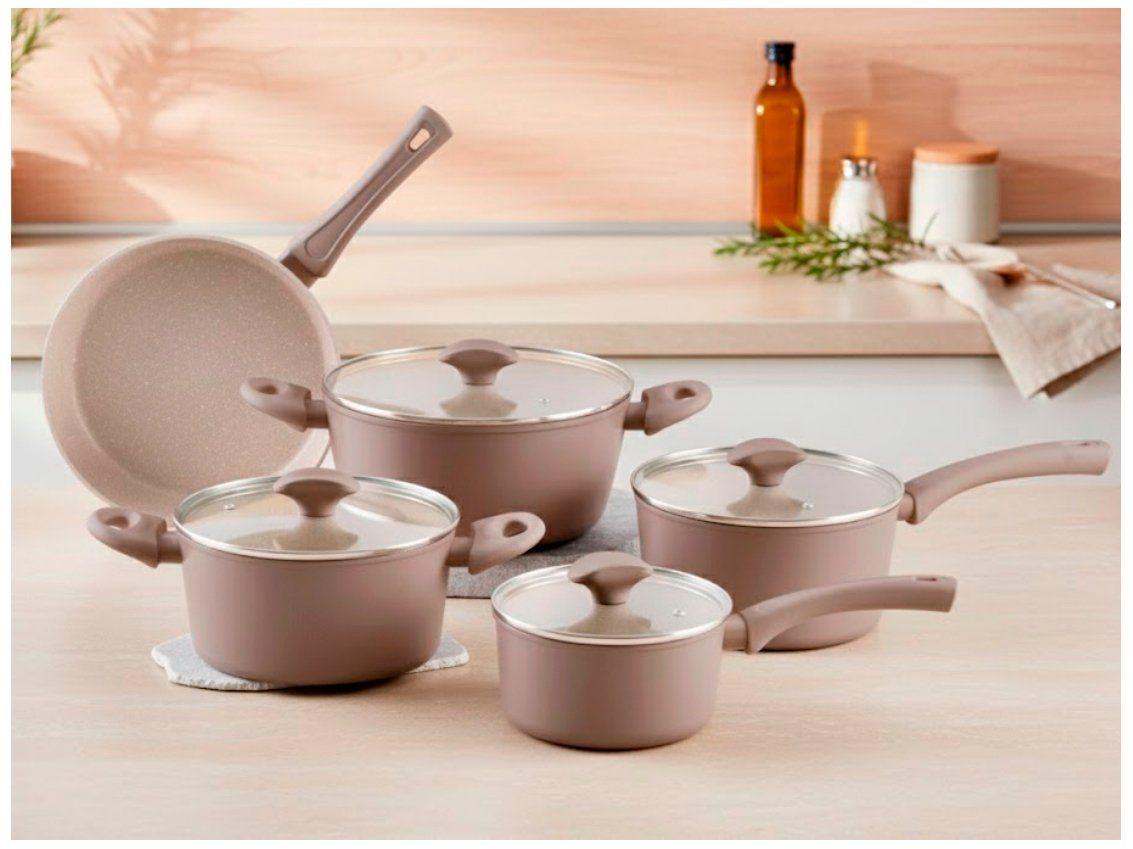 Jogo de Panelas Brinox Mocha Mousse 5 Peças Optima Ceramic Life