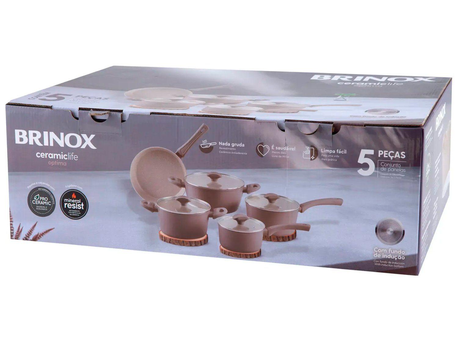 Jogo de Panelas Brinox Mocha Mousse 5 Peças Optima Ceramic Life