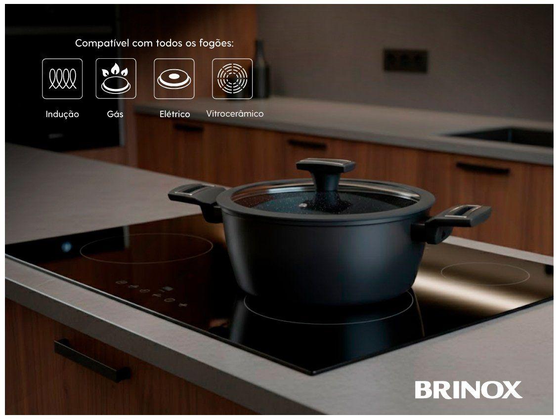 Jogo de Panelas Brinox Revestimento Cerâmico Preto 5 Peças Carbon