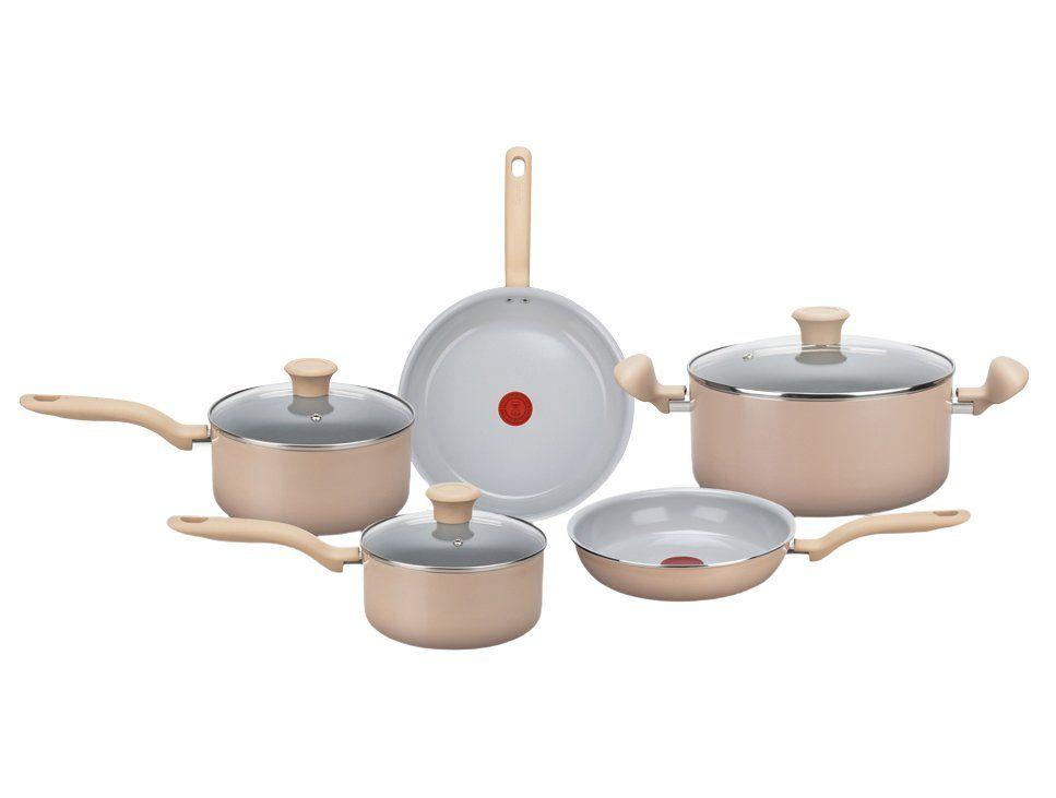 Jogo de Panelas Rochedo de Alumínio Vanilla Fundo Triplo 5 Peças Ceramic Light Sand