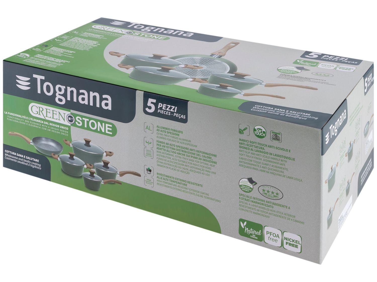 Jogo de Panelas Tognana Antiaderente de Alumínio Verde Green Stone
