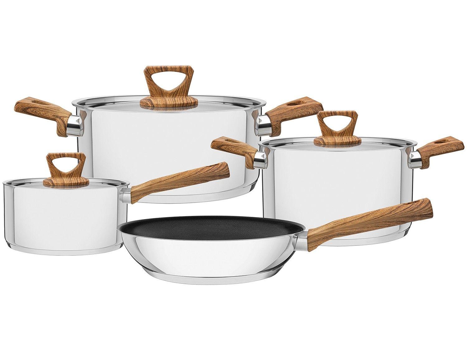 Jogo de Panelas Tramontina Inox Fundo Triplo 4 Peças Brava