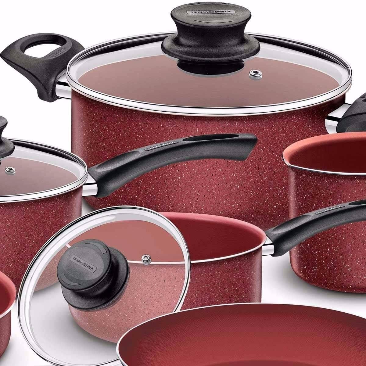 Jogo de Panelas Tramontina Paris 20599/988 7 Peças Vermelha - Panelas