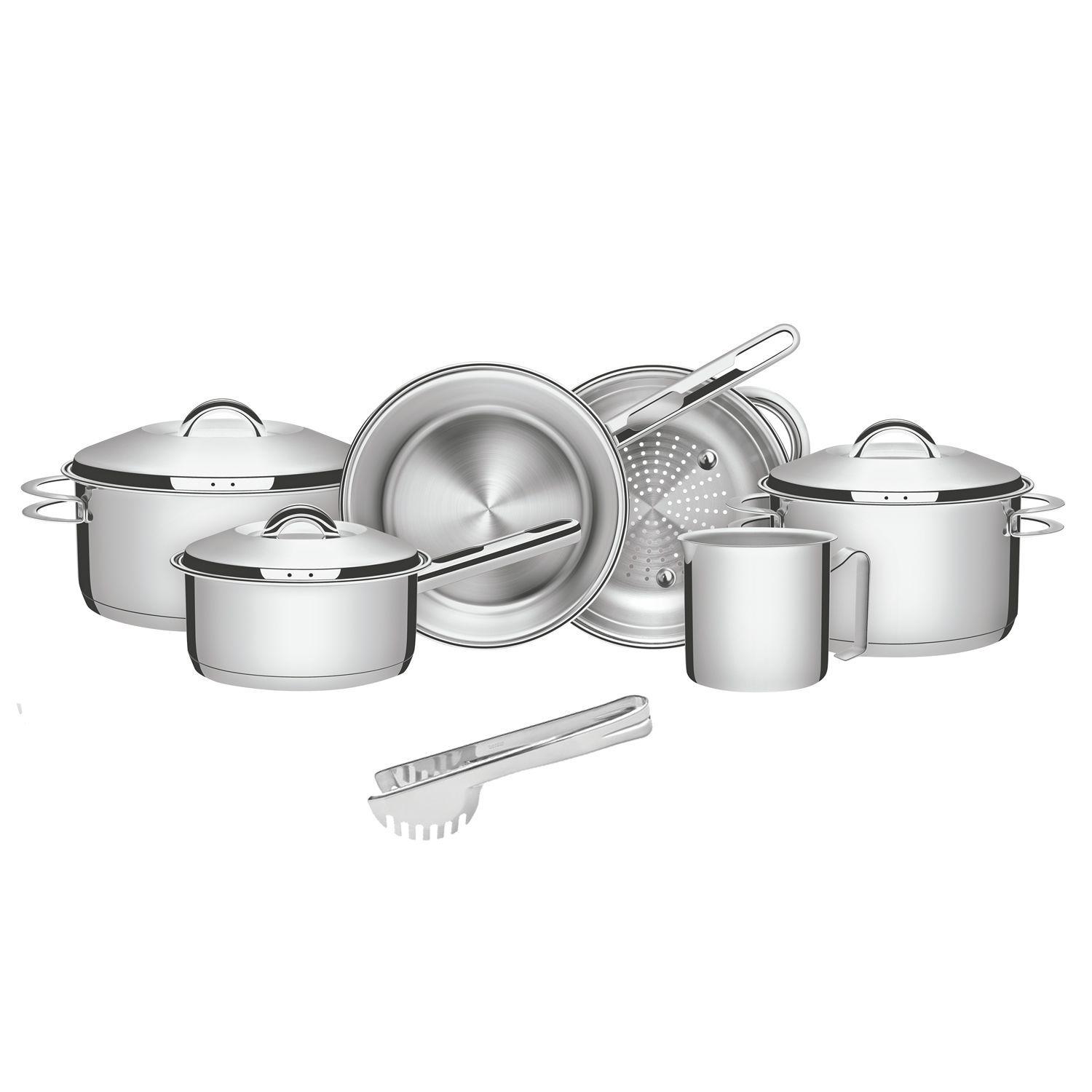 Jogo de Panelas Tramontina Solar Aço Inox Fundo Triplo Indução 6 peças ...