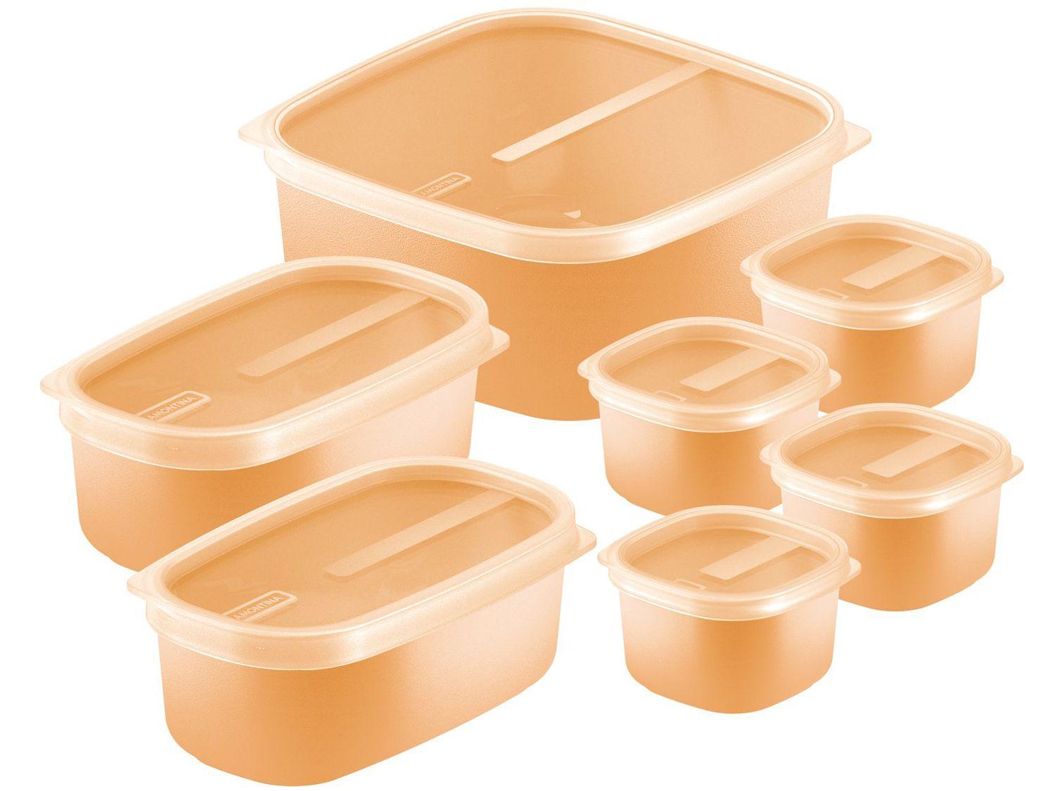 Jogo de Potes de Polipropileno Hermético Tramontina Mixcolor com Tampa Retangular 7 Peças