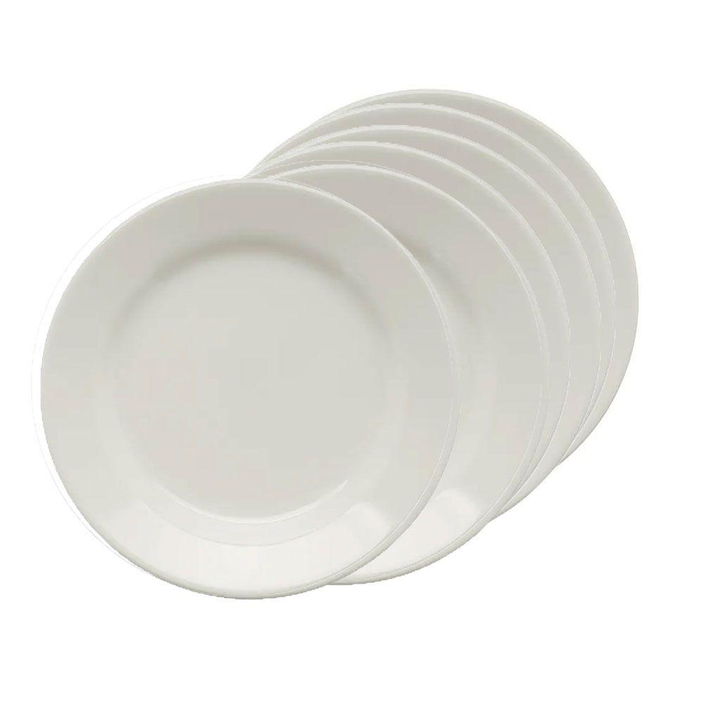 Jogo de Prato Sobremesa Branco Cerâmica Oxford 19 cm 6 peças - Prato de ...
