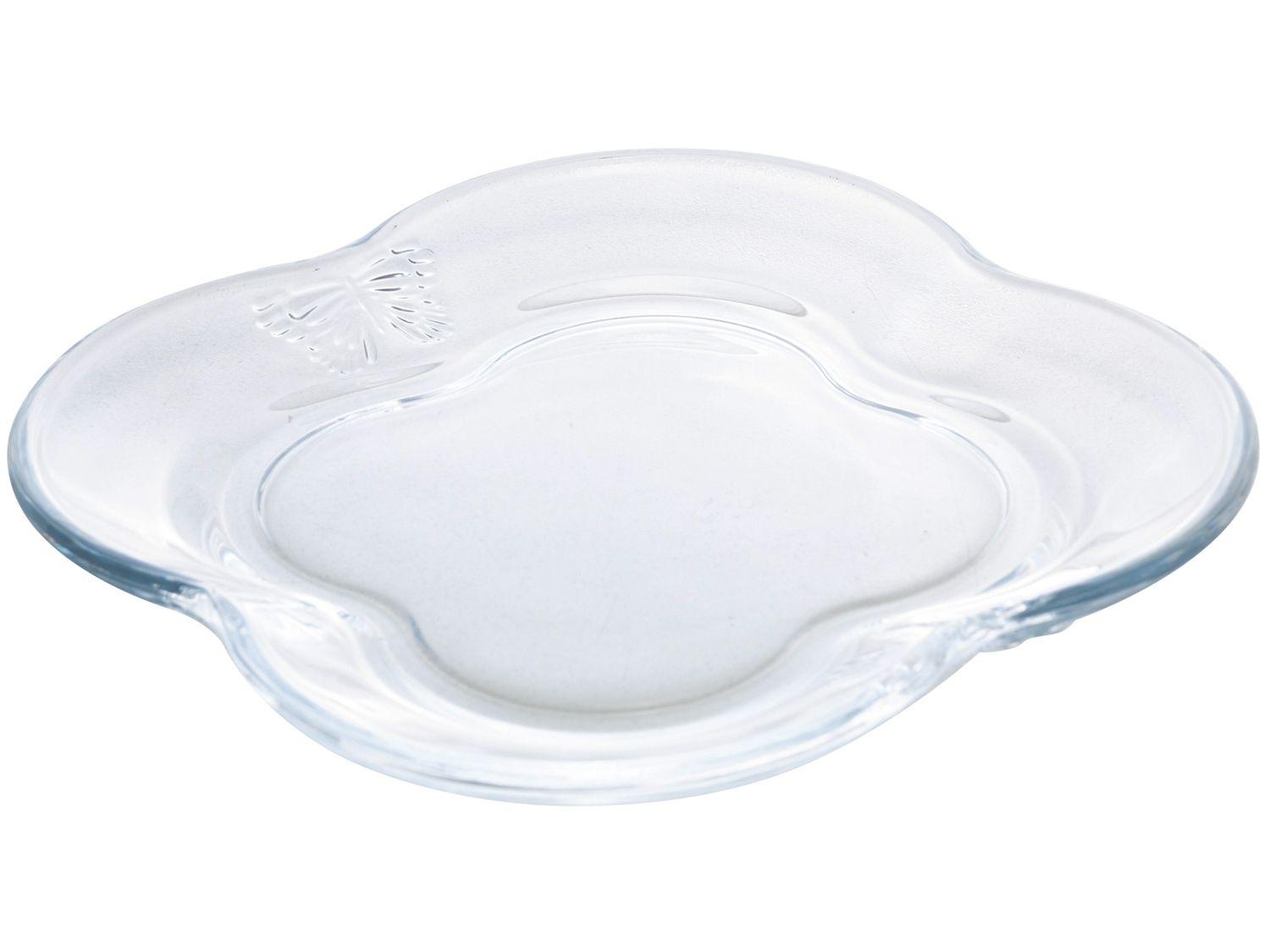 Jogo de Pratos de Vidro Quadrado Raso Transparente de Sobremesa Wolff Butterfly 4 peças