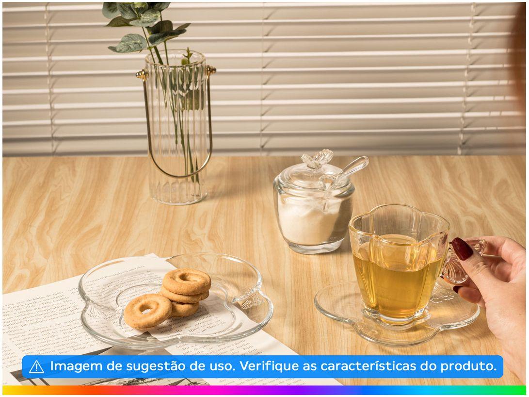 Jogo de Pratos de Vidro Quadrado Raso Transparente de Sobremesa Wolff Butterfly 4 peças