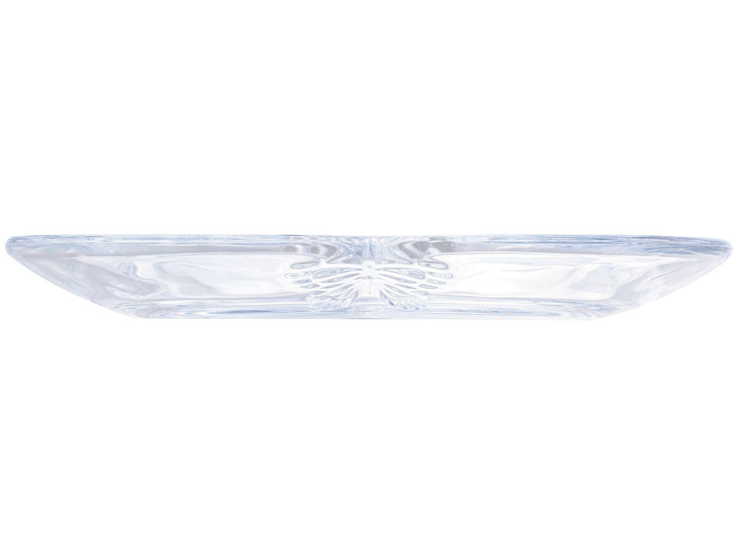 Jogo de Pratos de Vidro Quadrado Raso Transparente de Sobremesa Wolff Butterfly 4 peças