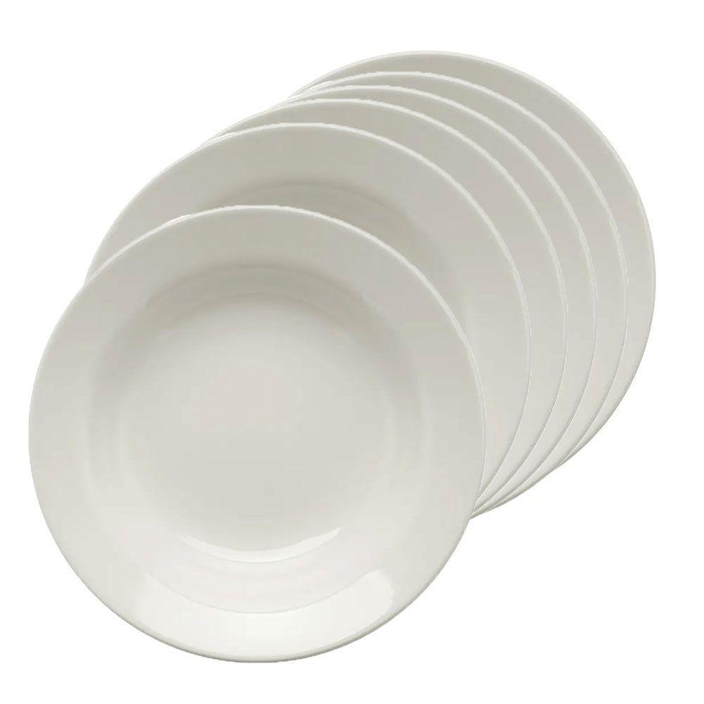 Jogo de Pratos Raso e Fundo Branco Cerâmica Oxford 12 peças - Prato ...