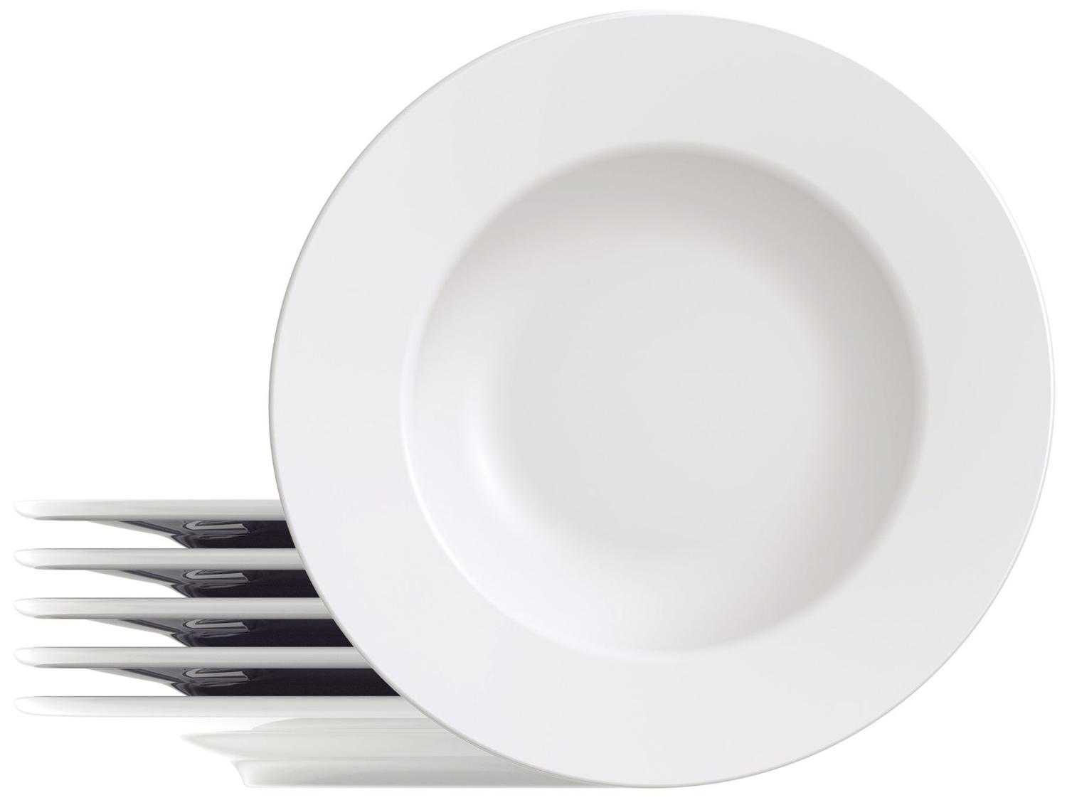 Jogo de Pratos Redondo de Porcelana Branco Raso