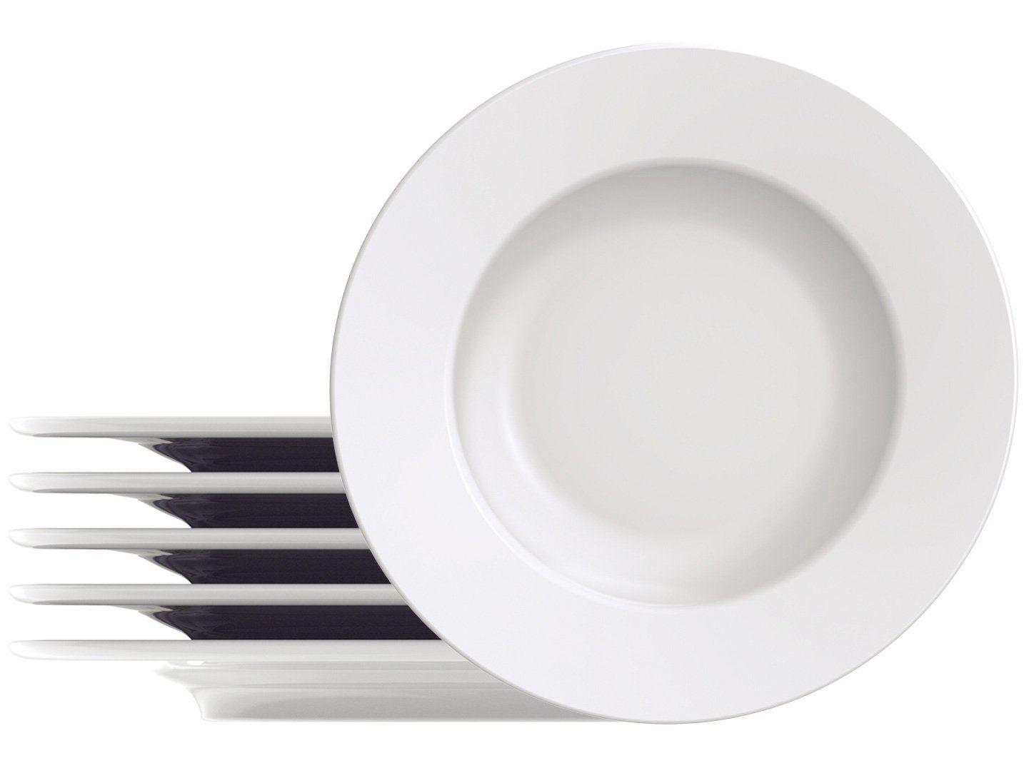 Jogo de Pratos Redondo de Porcelana Branco 