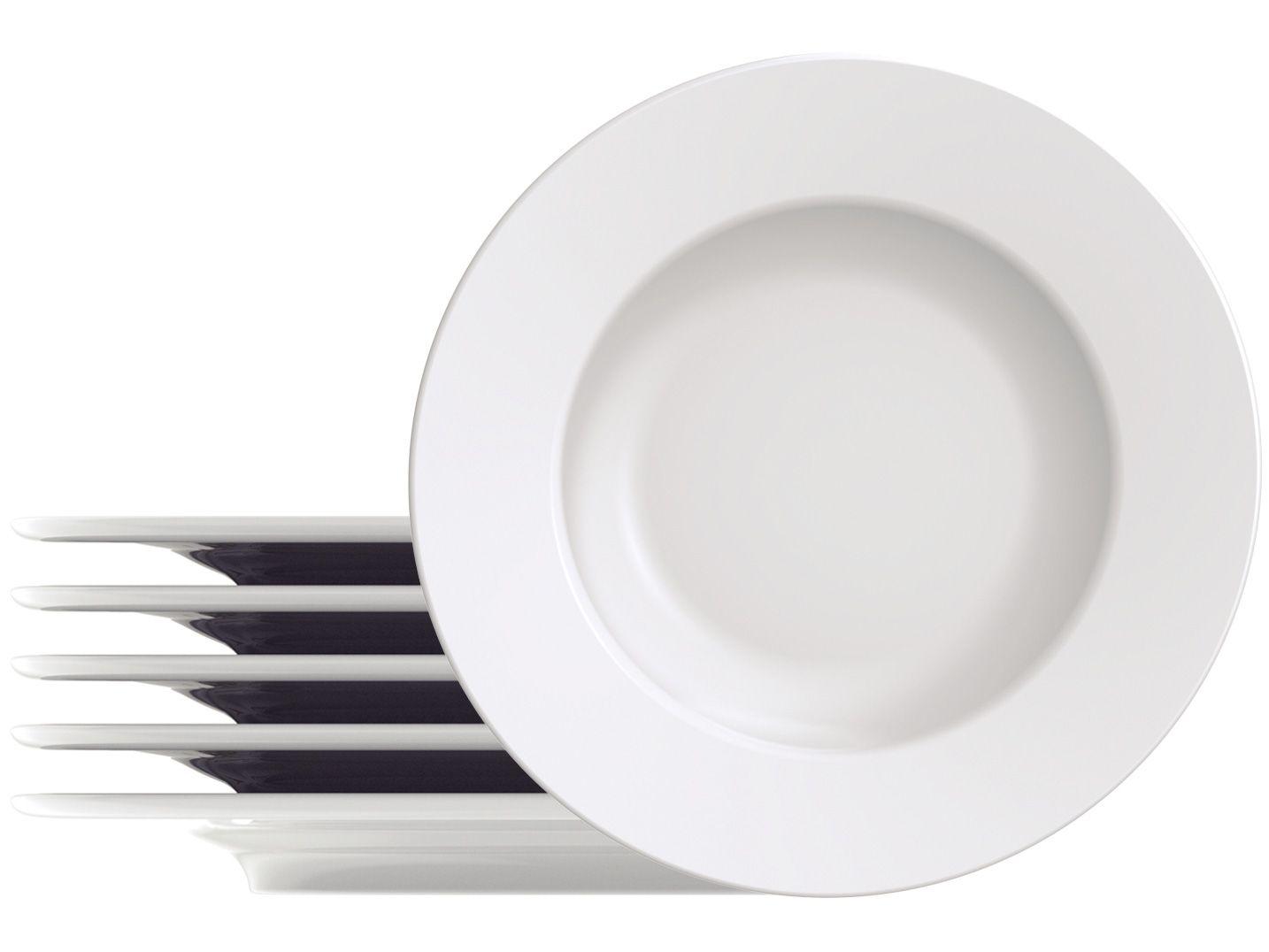 Jogo de Pratos Redondo de Porcelana Branco 