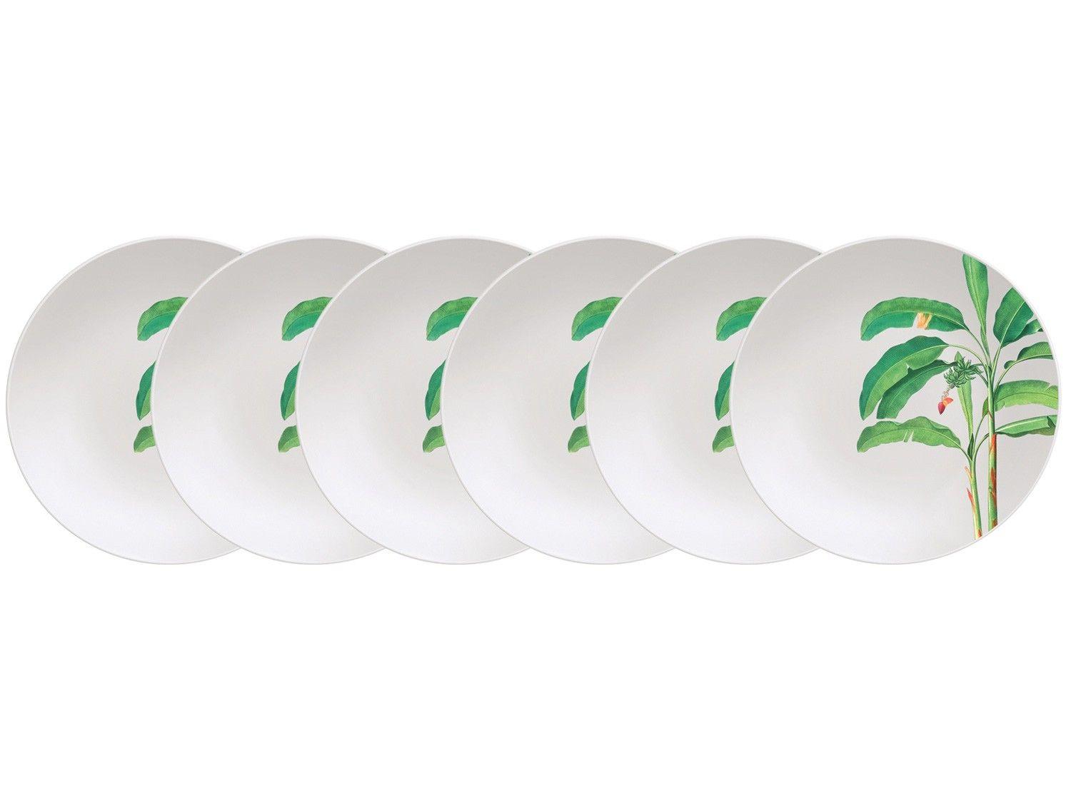 Jogo de Pratos Redondo de Porcelana Verde 