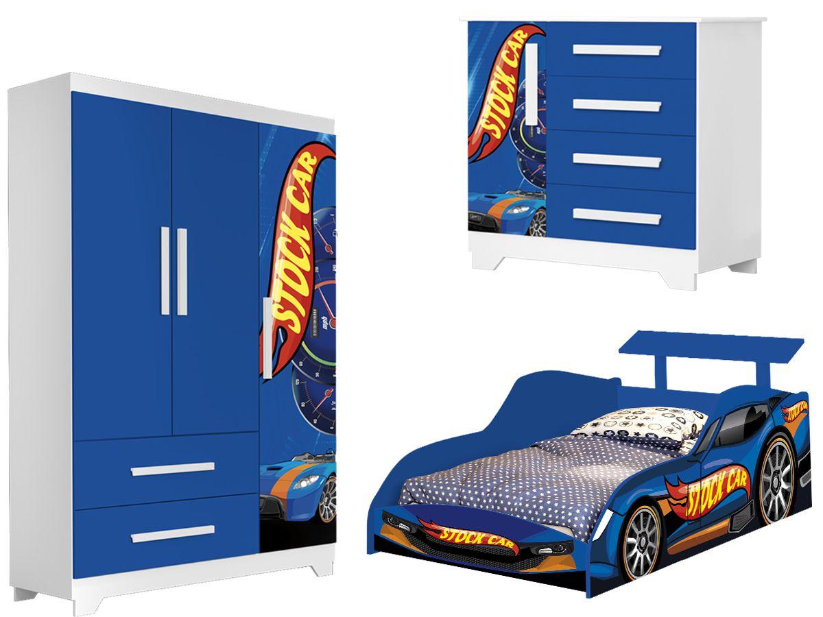 Cama Infantil Carro de Corrida Menino Azul