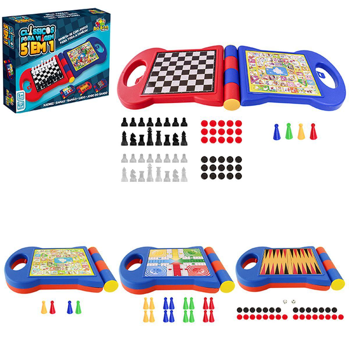 Jogo de Tabuleiro Infantil Clássicos Dama Ludo Gamão Xadrez 5 em 1 Para  Viagem Divertido, Magalu Empresas