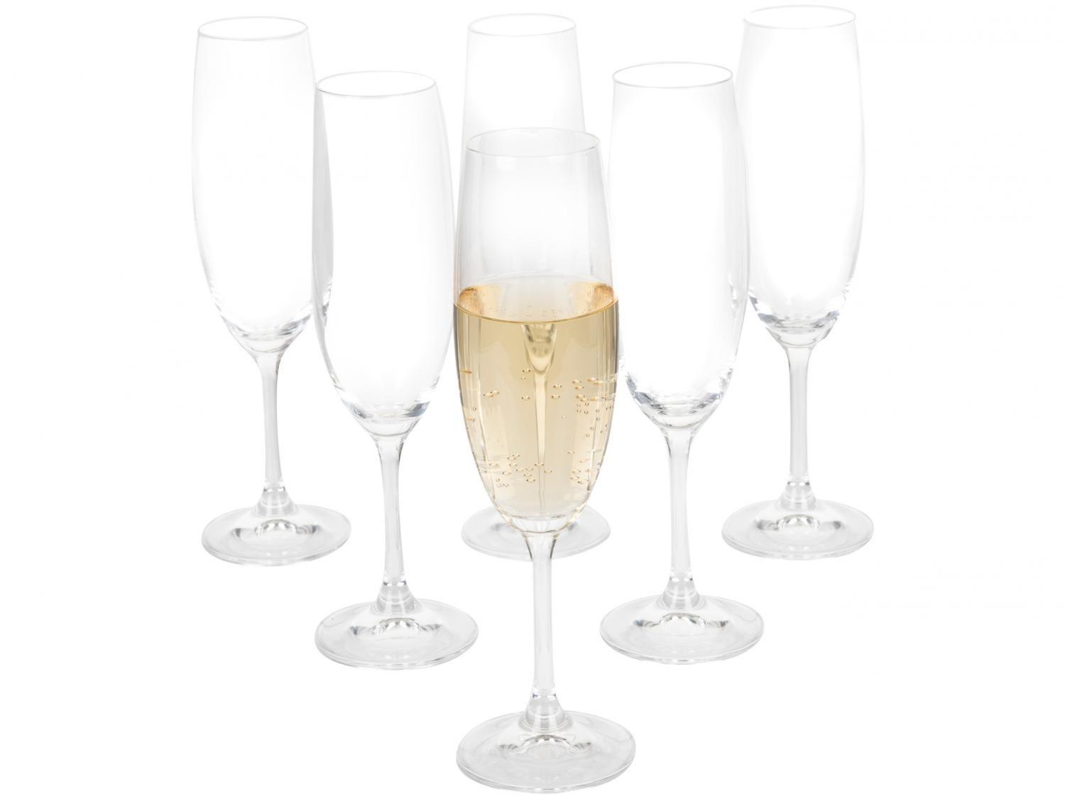 Jogo de TaÃ§as para Champagne Vidro 6 PeÃ§as 220ml