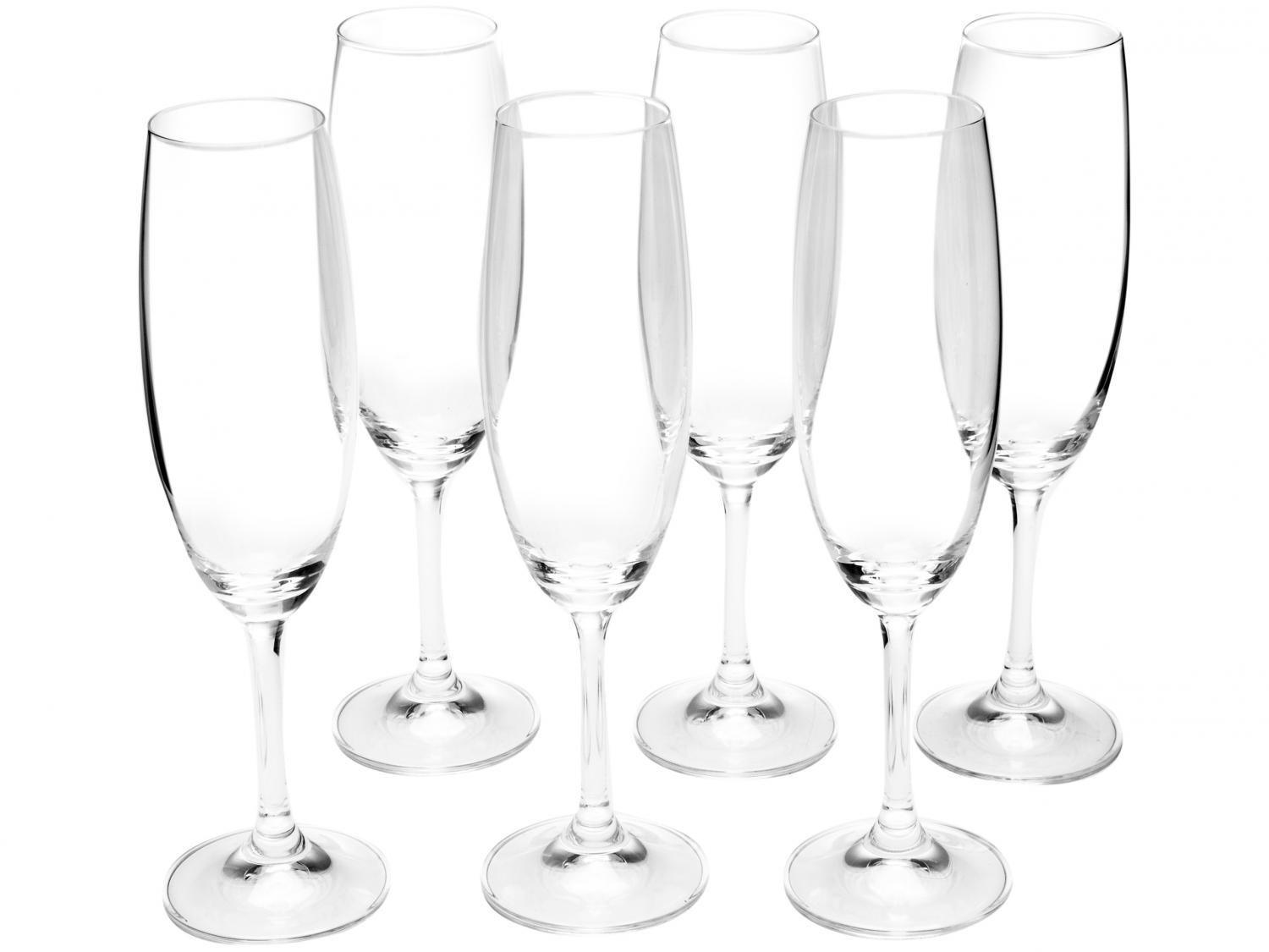 Jogo de TaÃ§as para Champagne Vidro 6 PeÃ§as 220ml