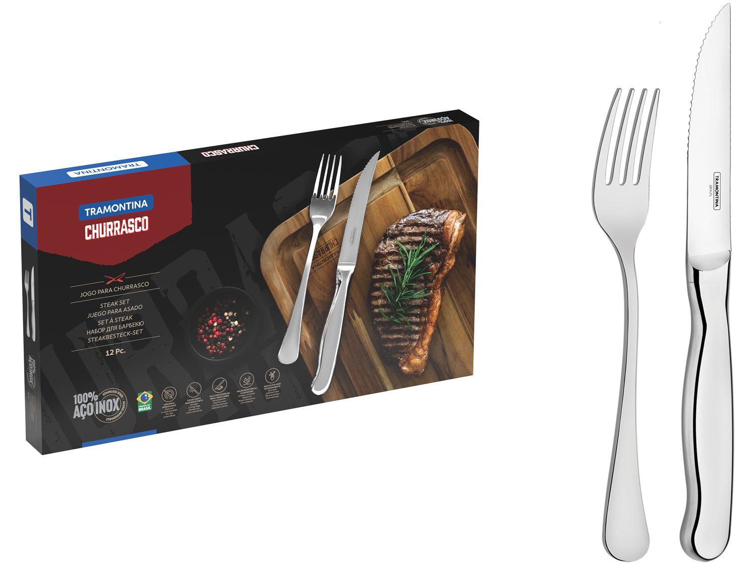 Jogo de Talheres Tramontina Inox para Churrasco Zurique 12 Peças
