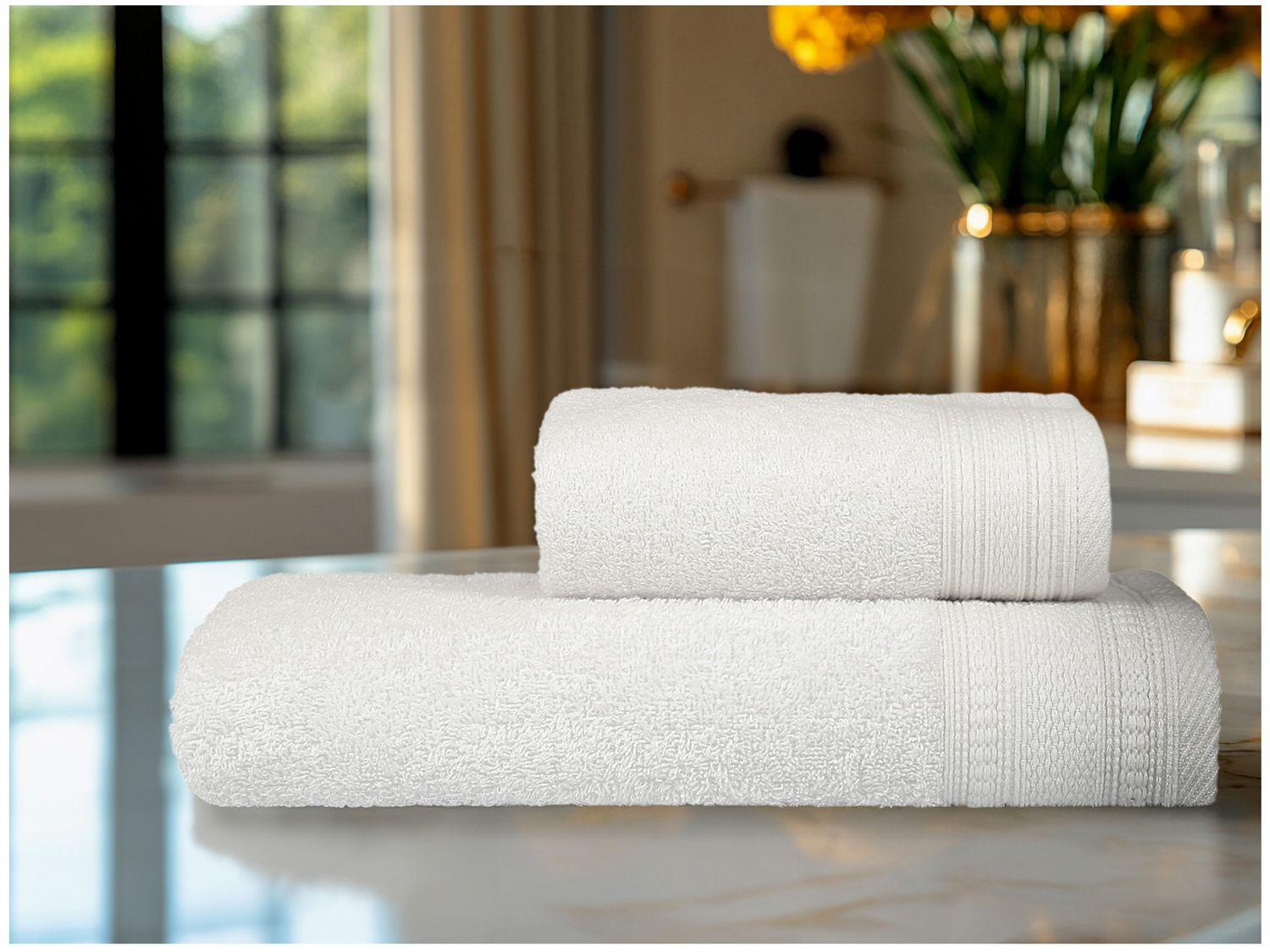 Jogo de Toalhas de Banho Atlântica 100% Algodão Lagos nos Filmes Off White 2 Peças