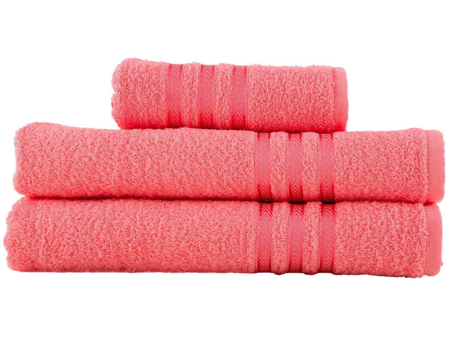 Jogo de Toalhas de Banho e Rosto Dohler 100% Algodão Priori Pink 3 Peças