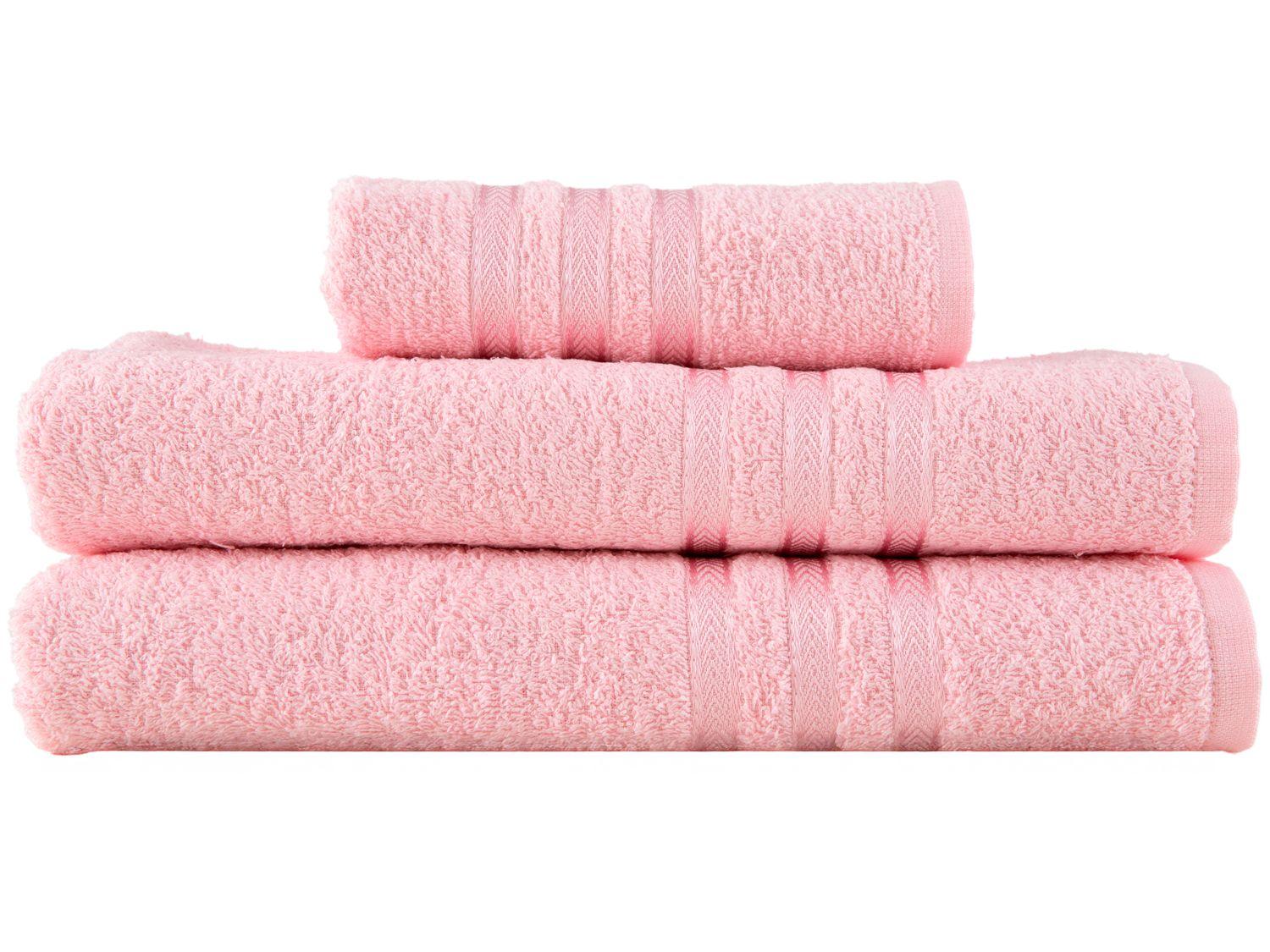 Jogo de Toalhas de Banho e Rosto Dohler 100% Algodão Priori Rosa 3 Peças