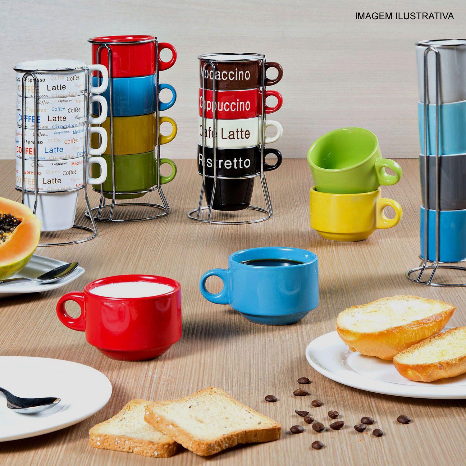 Jogo de Xícara de Café Flavors 220 ml com 4 Peças e