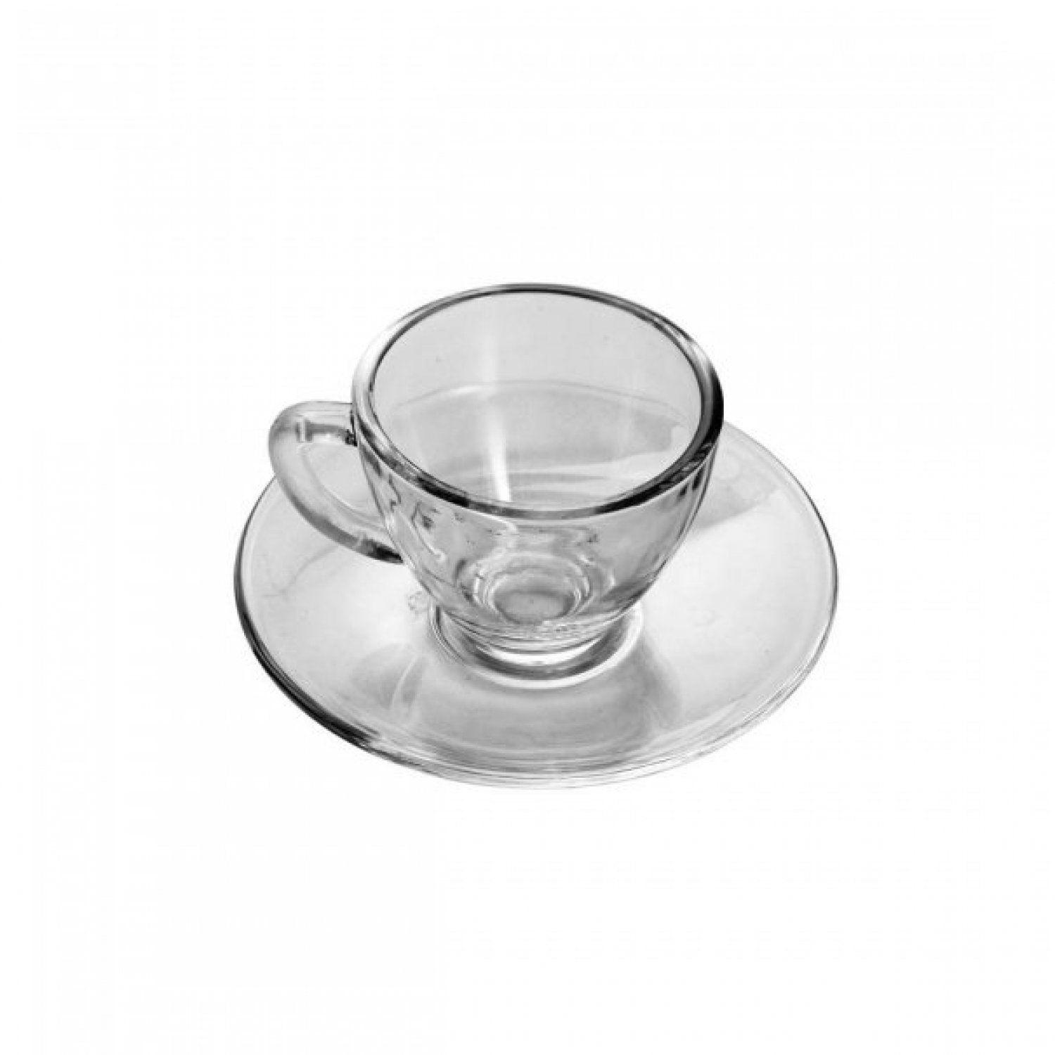 Jogo de Xícaras de Café com Pires de Vidro 90ml 12 Peças Rojemac