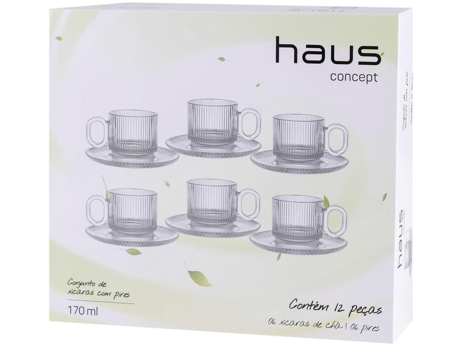 Jogo de Xícaras de Chá 170ml Haus Concept Canelado 6 Peças