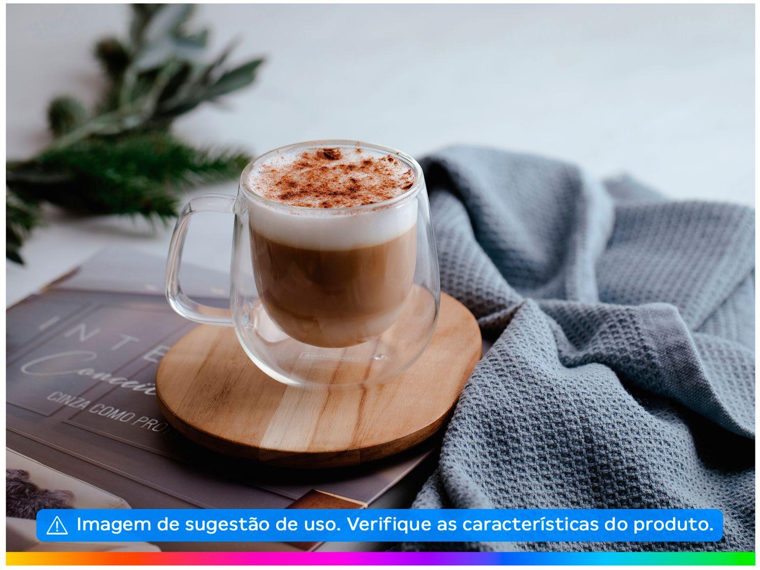Jogo de Xícaras de Chá e Capuccino 200ml Tramontina Vidro Duplo 64760450 2 Peças