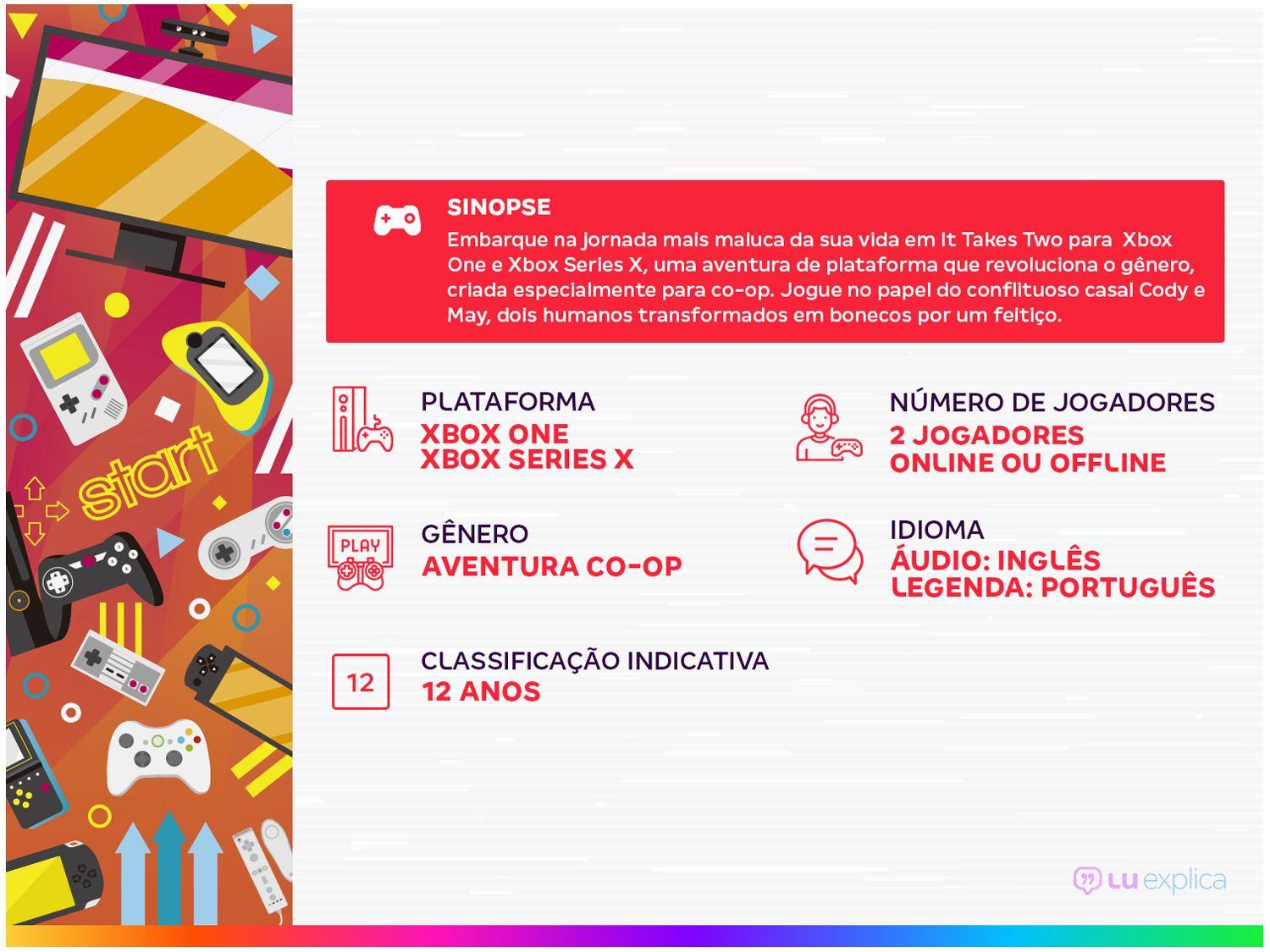 Jogo It Takes Two para Xbox One e Xbox Series X