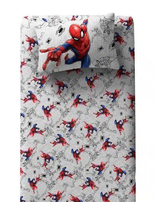 Jogo de Cama Infantil Solteiro Homem Aranha 2 Peças Marvel Cinza