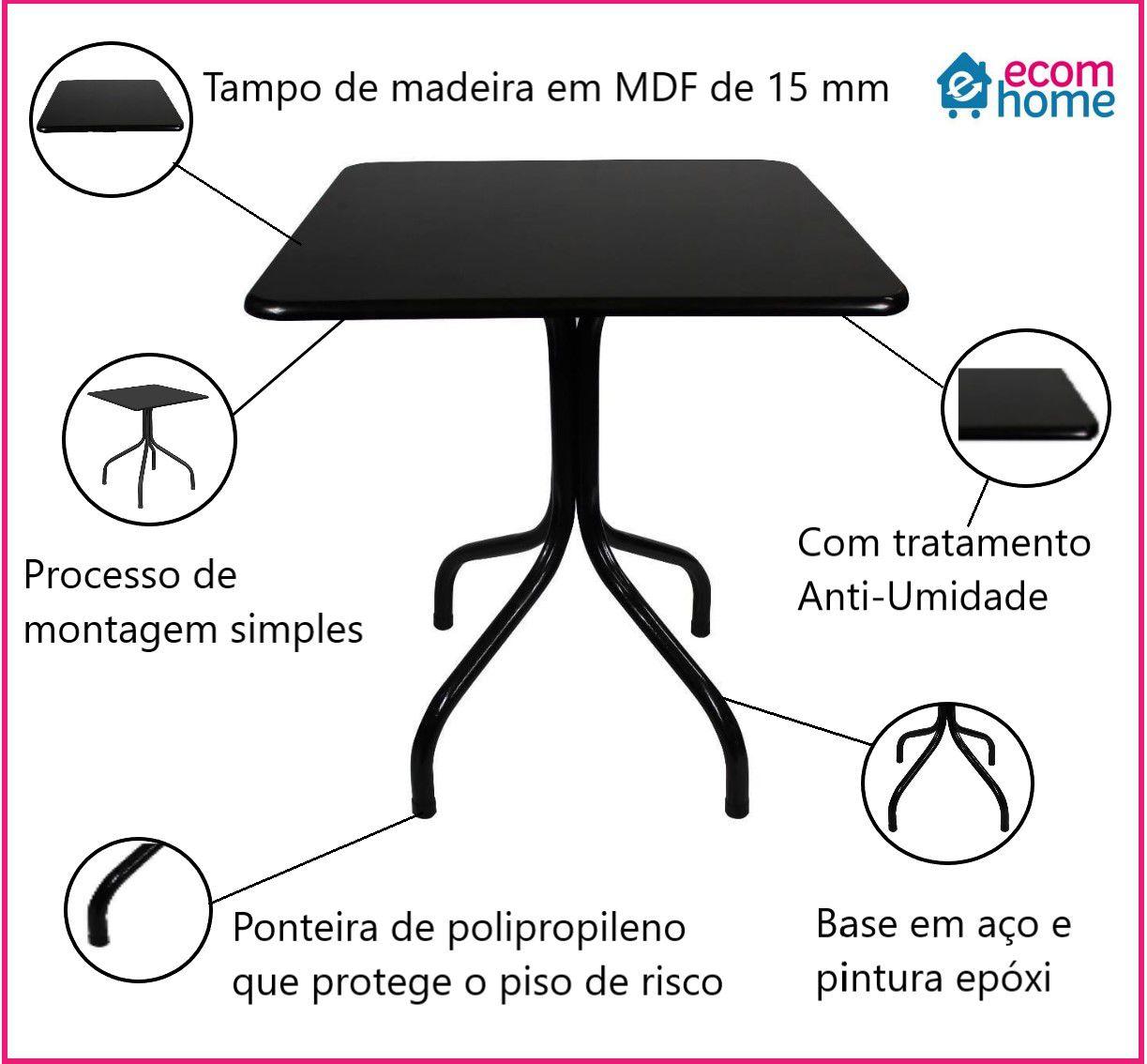 Jogo De Mesa 4 Cadeiras Amarelas Eames Dkr 90 Cm Base Madeira Tampo Preto