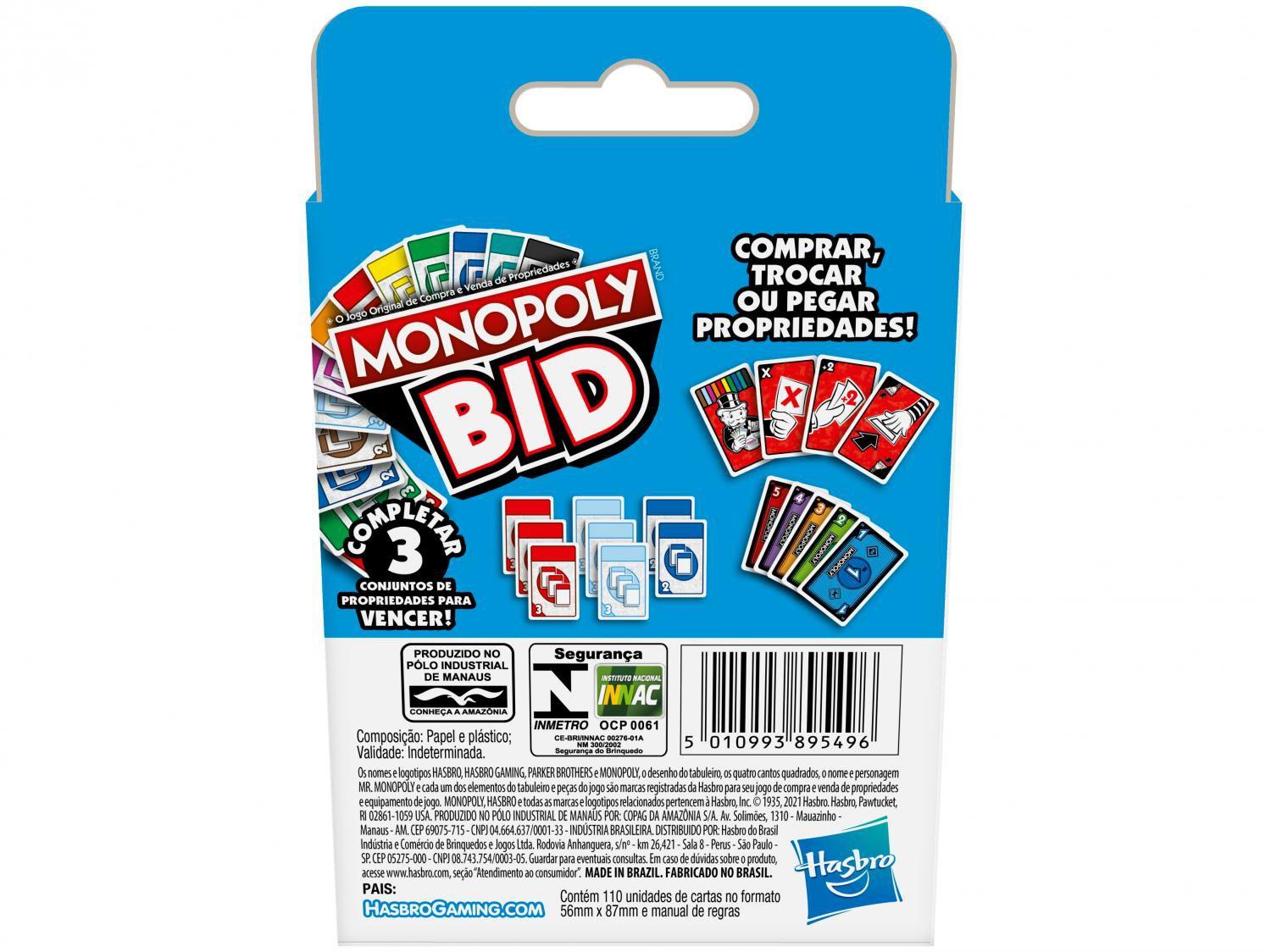 Monopoly Bid – Das Schnelle Kartenspiel Für Familien & Kids Ab 7 Jahren
