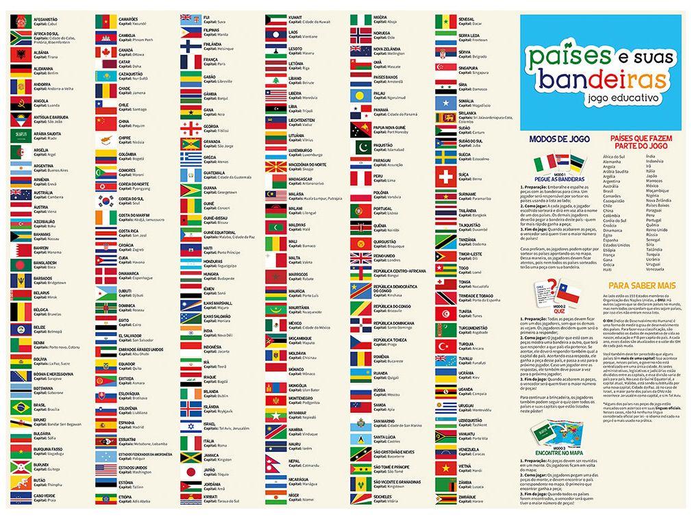 Jogo Países e suas Bandeiras Tabuleiro 
