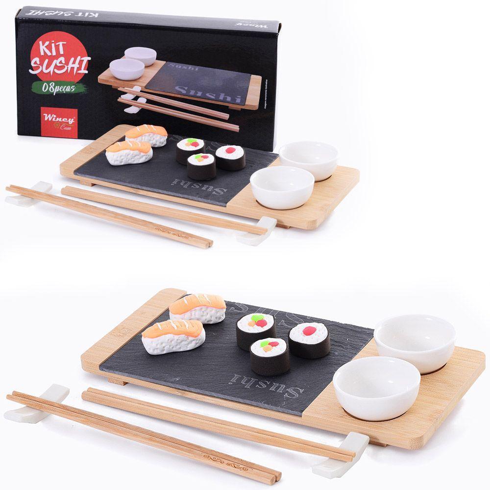 Jogo Jantar Sushi 6 Peças Cerâmica Comida Japonesa 2 Pessoas