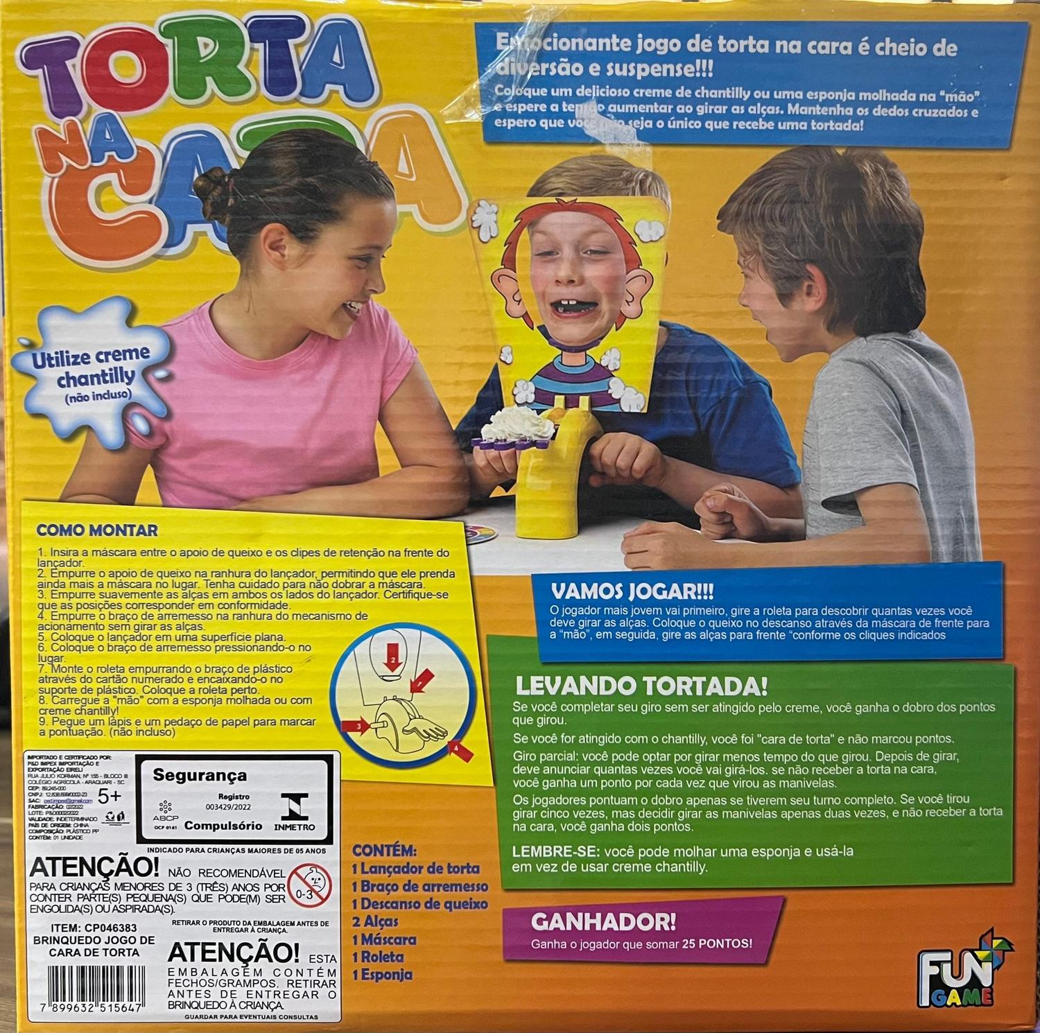 Brinquedo Jogo Interativo Torta Na Cara