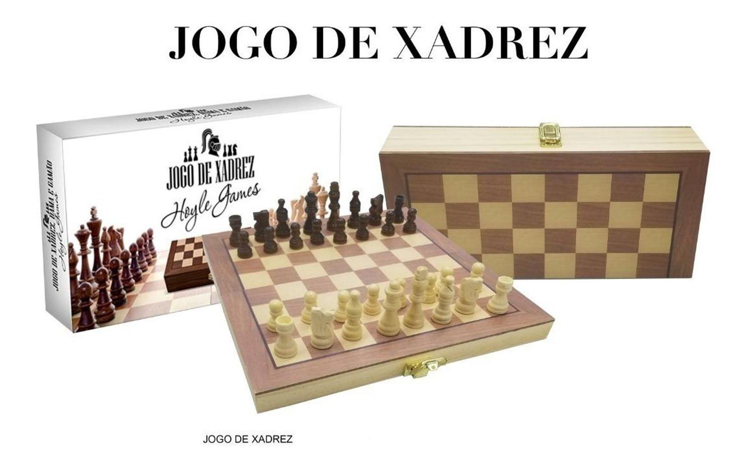 Jogo De Xadrez E Dama Tabuleiro Dobravel De Madeira Oficial em