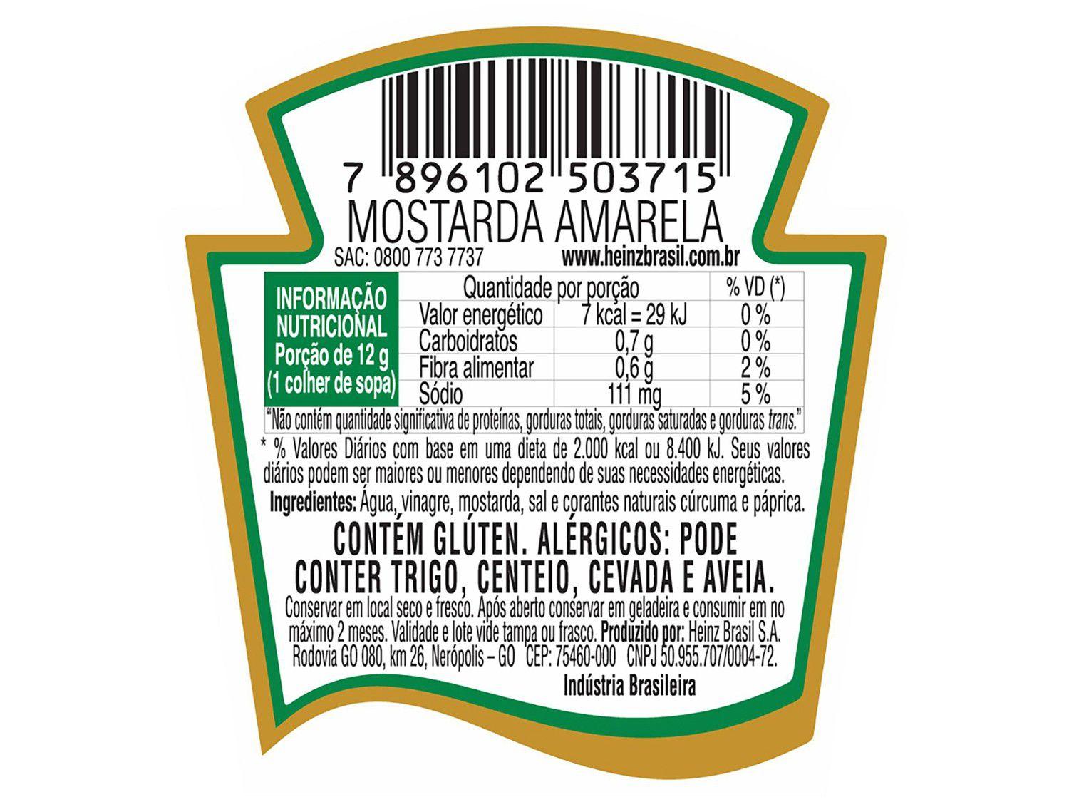 Ketchup Tradicional Heinz 567g + Mostarda Amarela Tradicional 255g