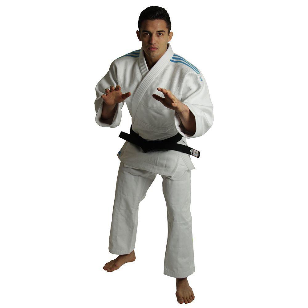 Kimono Adidas J990 Millenium Branco Listas Azuis Kimono Magazine Luiza