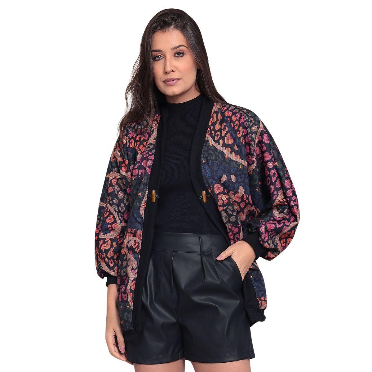 Blusa fashion de frio floral feminina