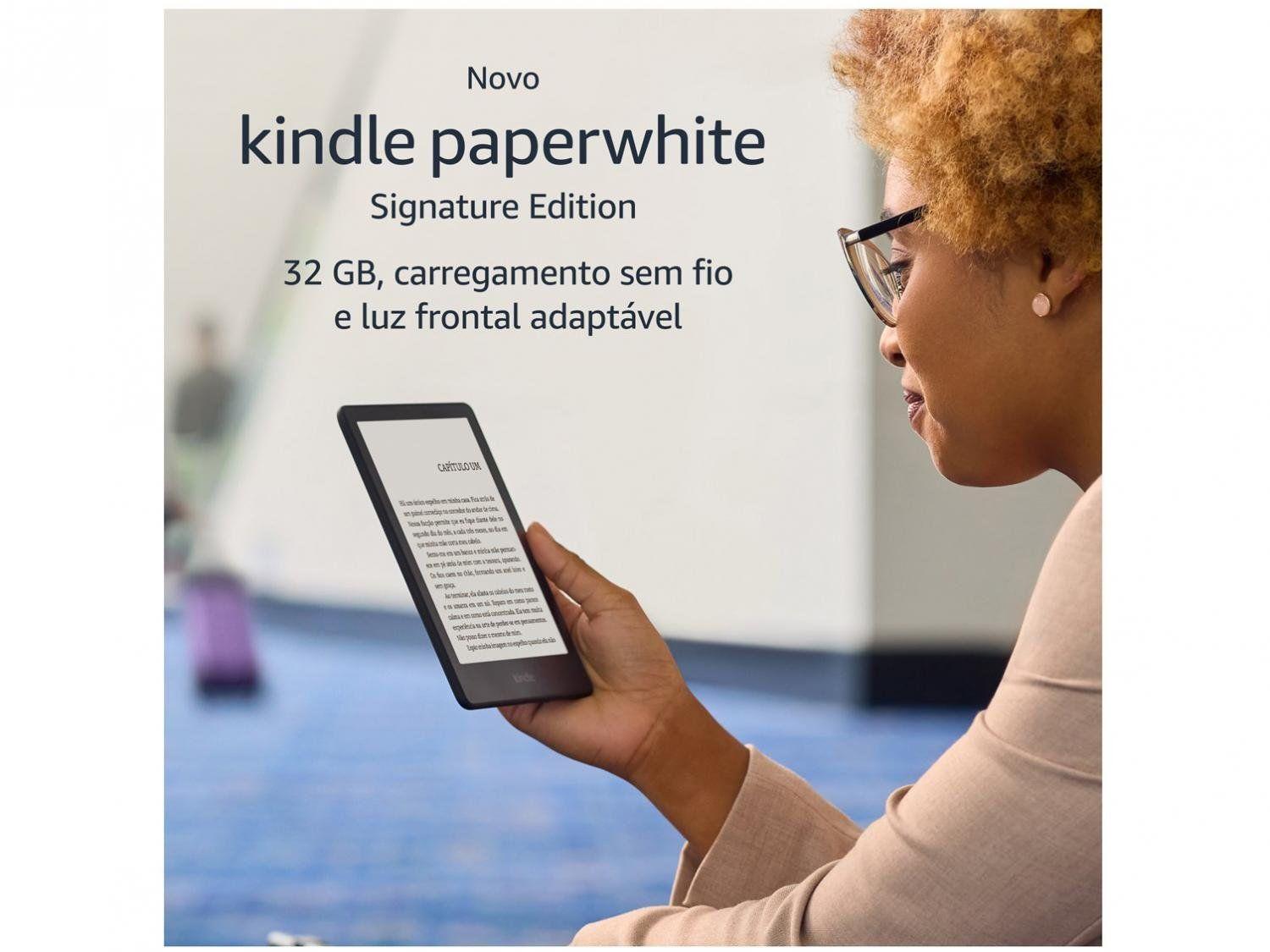 Kindle Paperwhite 12ª Geração 2024 Amazon 7" 16GB 300 ppi Wi-Fi à Prova de Água Preto Metálico
