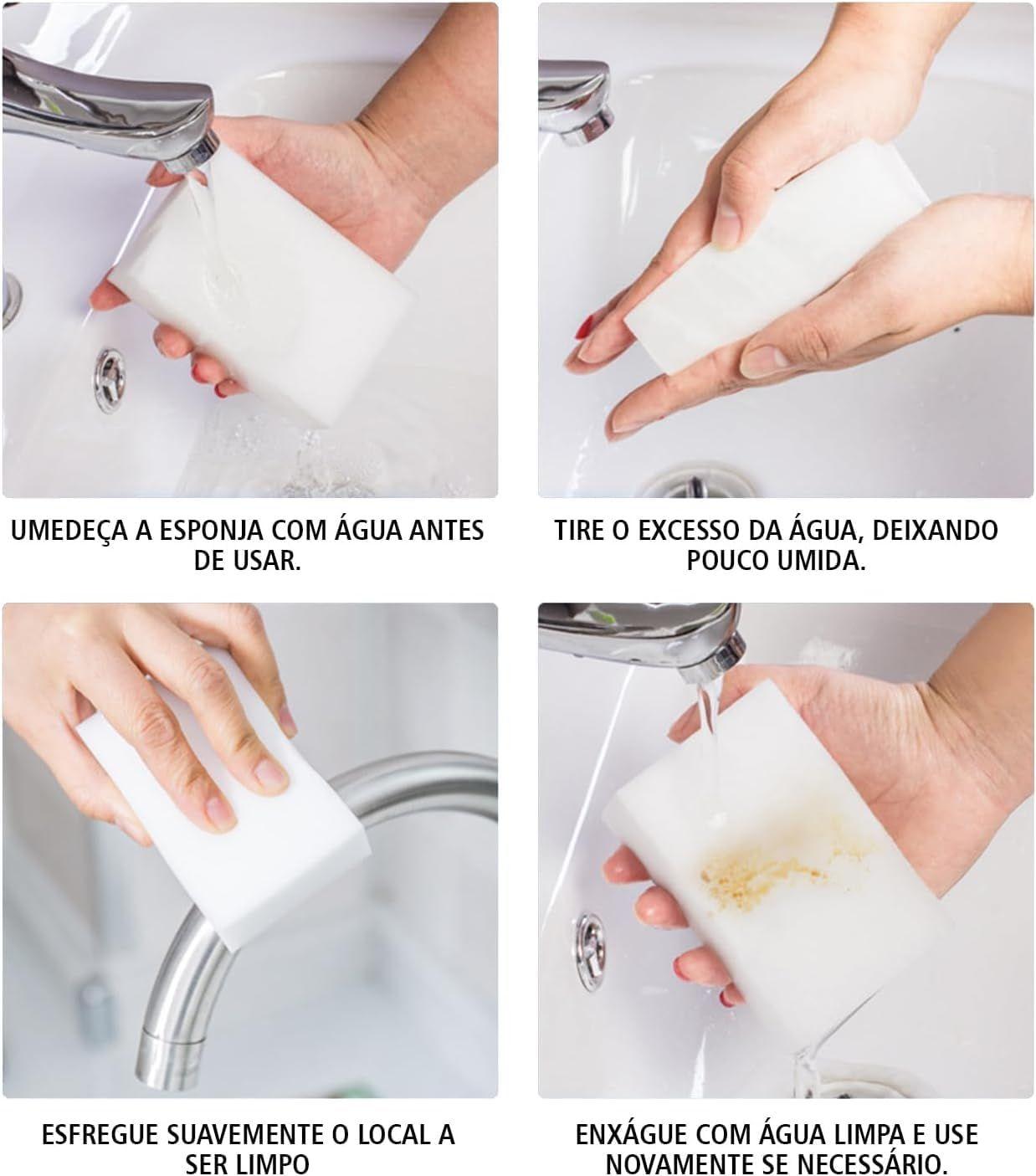 Kit 10 Esponja Magica Limpa Vidros Tenis Melamina Tira Mancha Desengordura Limpeza Max Clean