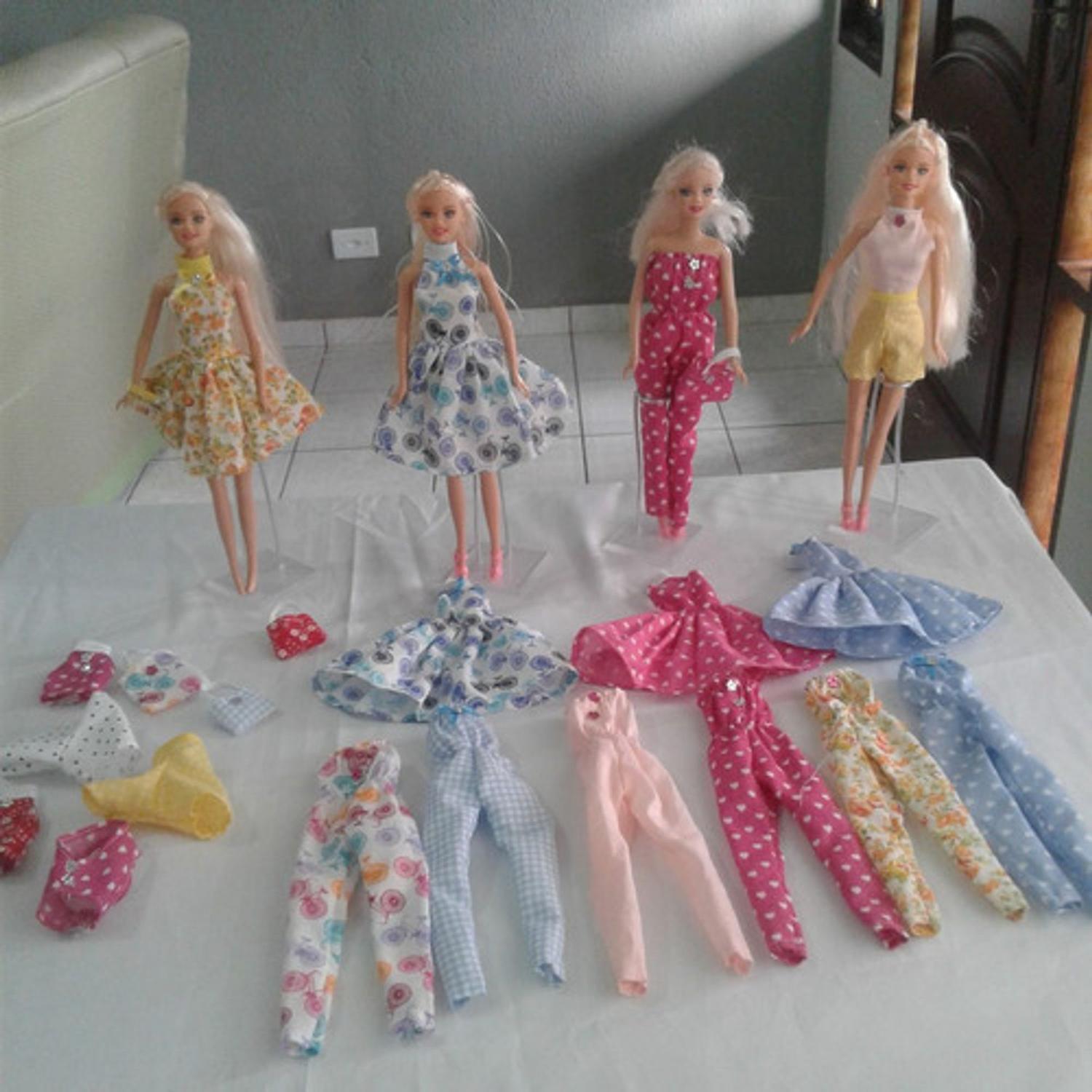 Kit Roupa Boneca Barbie Roupinha 10 Peças Tecido