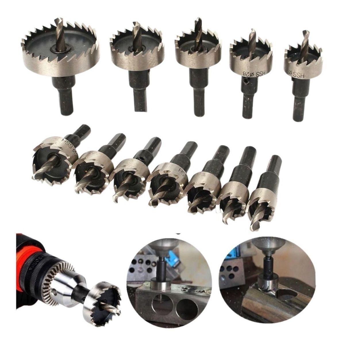 Imagem de Kit 12 Brocas Serra Copo Aço Ferro Alumínio 15 A 50mm