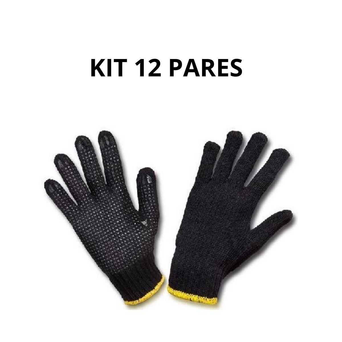 tonight Memorize Safe Kit 12 Pares de Luva Tricotada Algodão Pigmentada Preta - KALIPSO - EPI -  Magazine Luiza