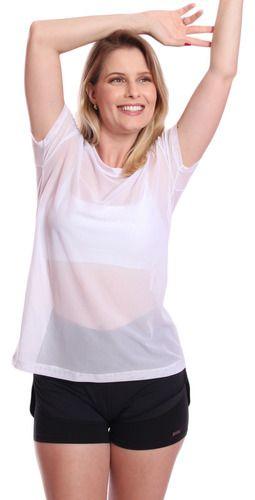 Kit Blusas Manga Curta Tule Transparente Fitness Academia MC