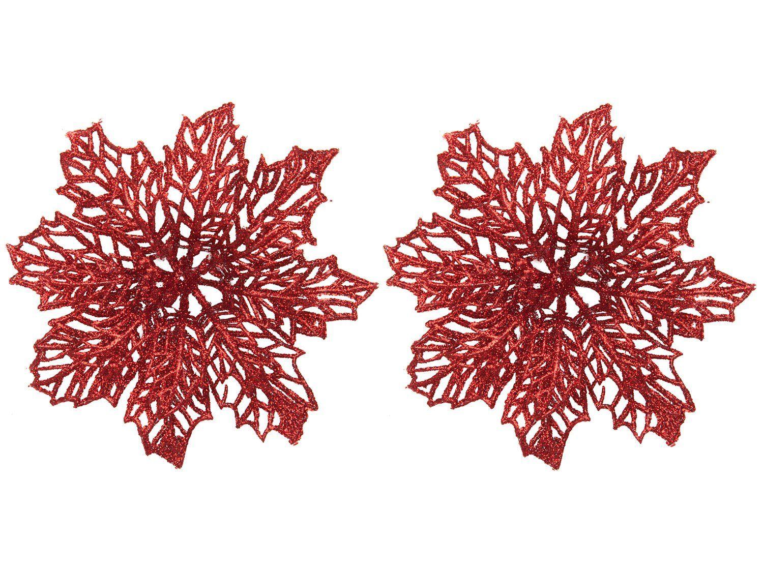 Kit 2 Enfeites para Árvore de Natal Flor| Vermelho - 2 Unidades