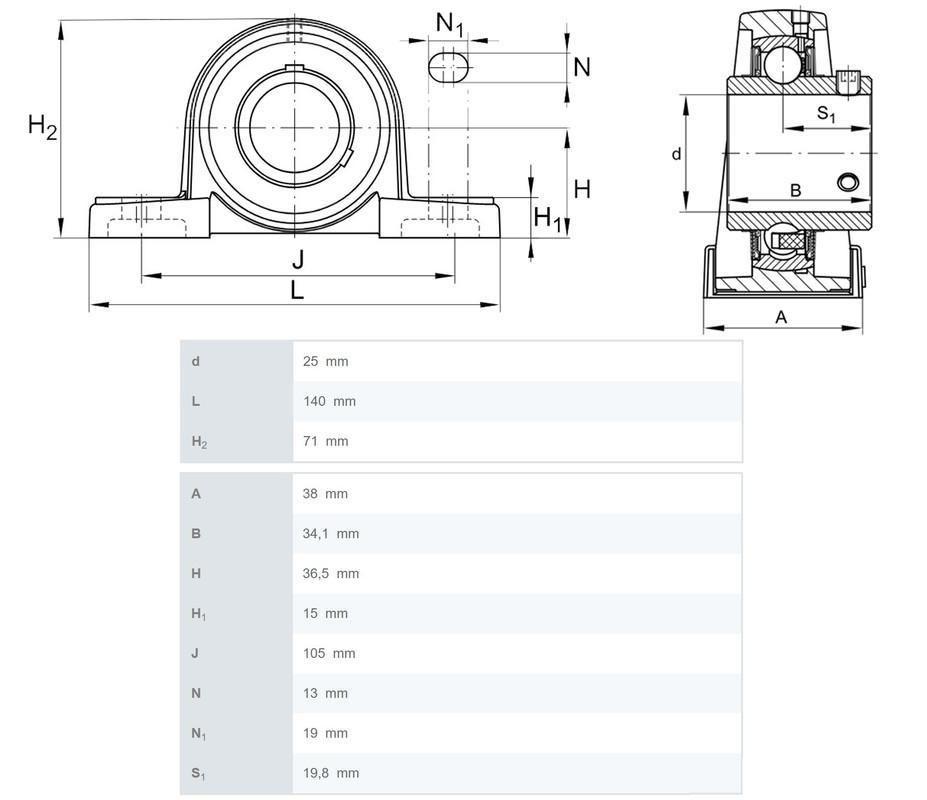 Kit 2 Mancal Pedestal P205 Com Rolamento 25Mm Com Eixo 25Cm Dmr