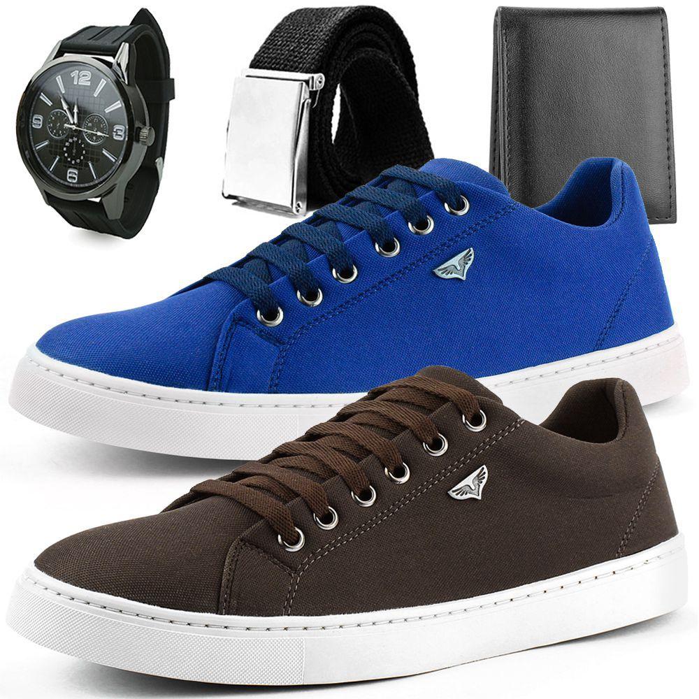 Kit 2 Pares de Sapatênis Dhl Masculino + Relógio + Cinto e Carteira - Dhl  Calçados - Kit Masculino - Magazine Luiza